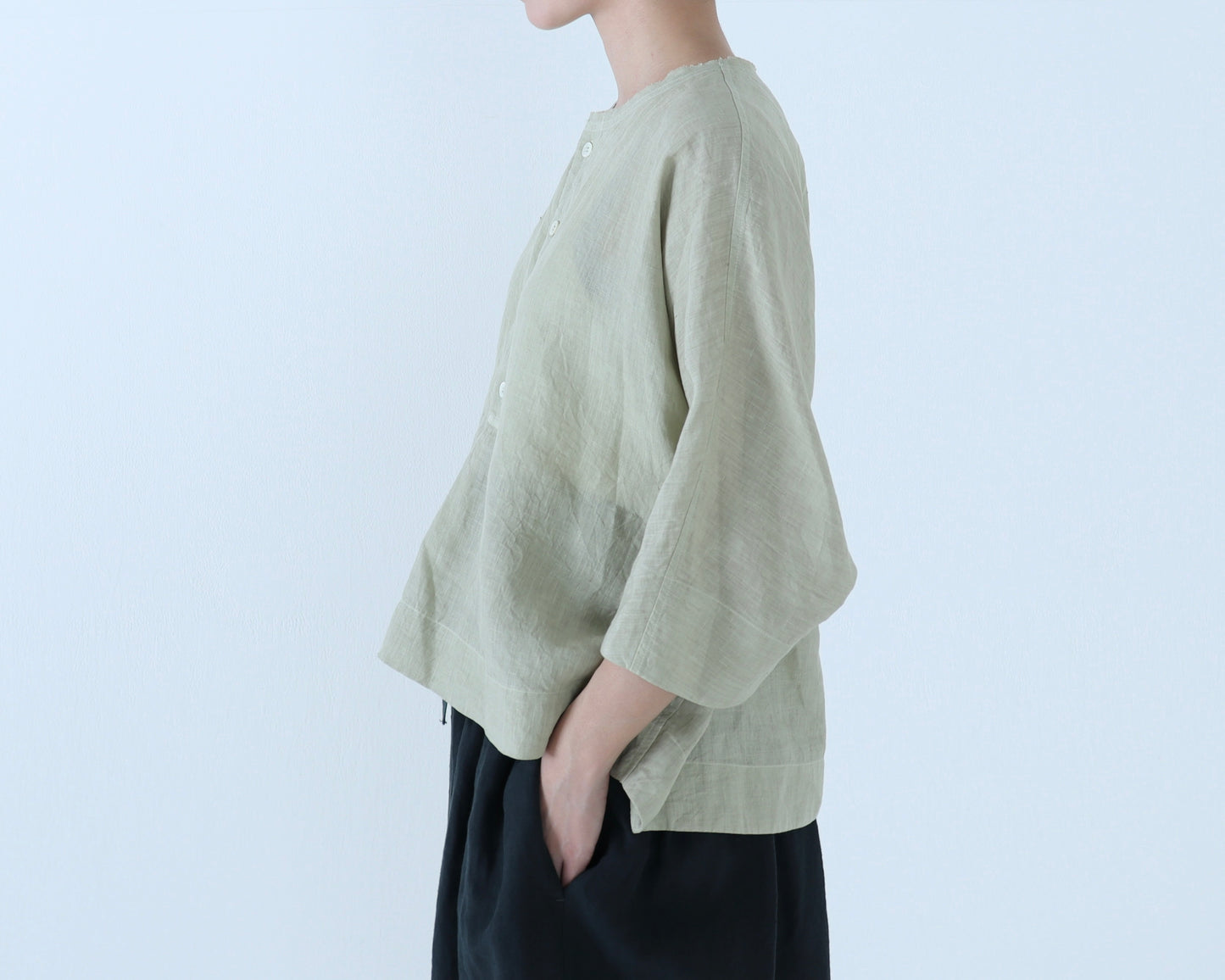 【NEW】アイリッシュリネン シワ加工 プルオーバードルマンブラウス