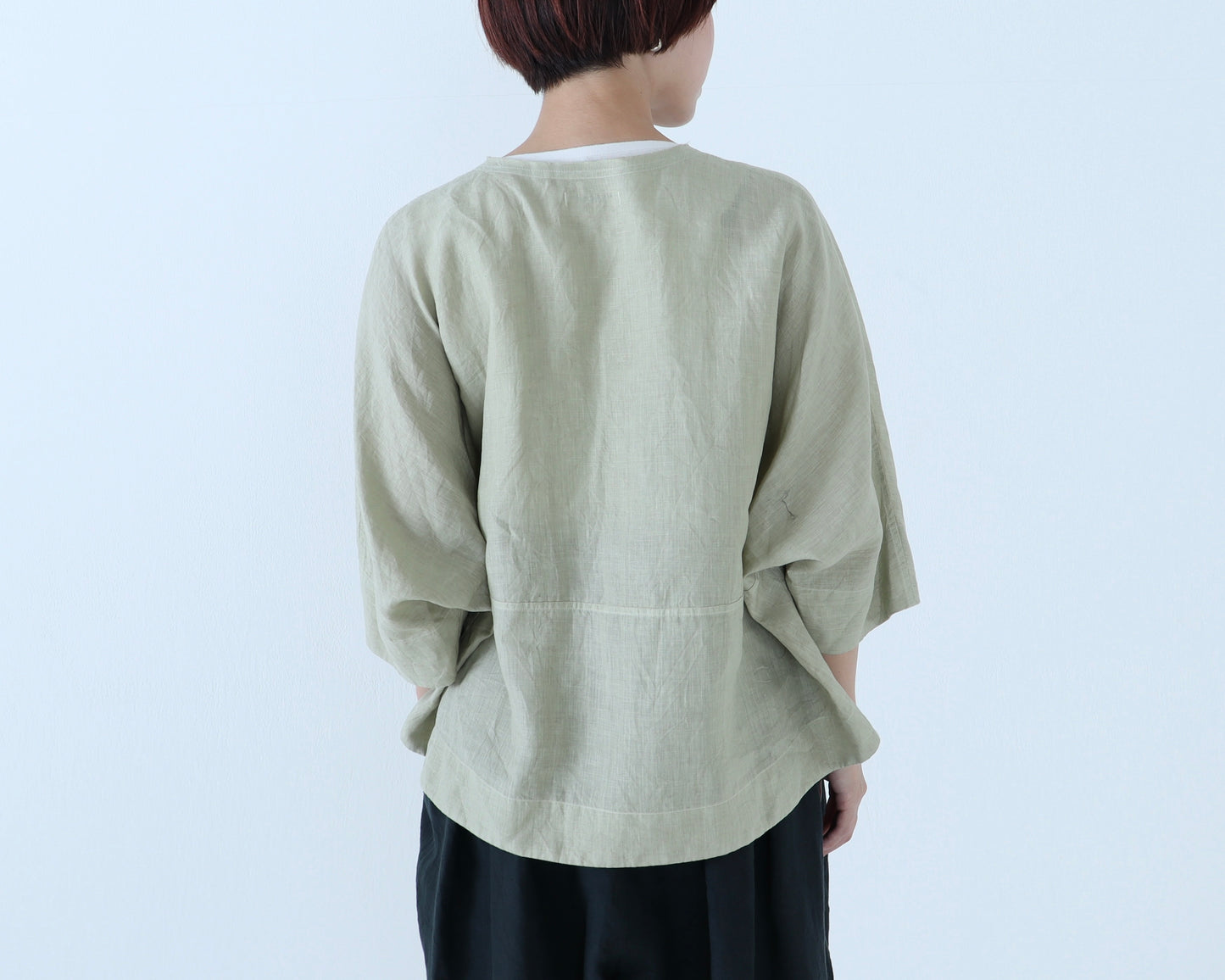 【NEW】アイリッシュリネン シワ加工 プルオーバードルマンブラウス