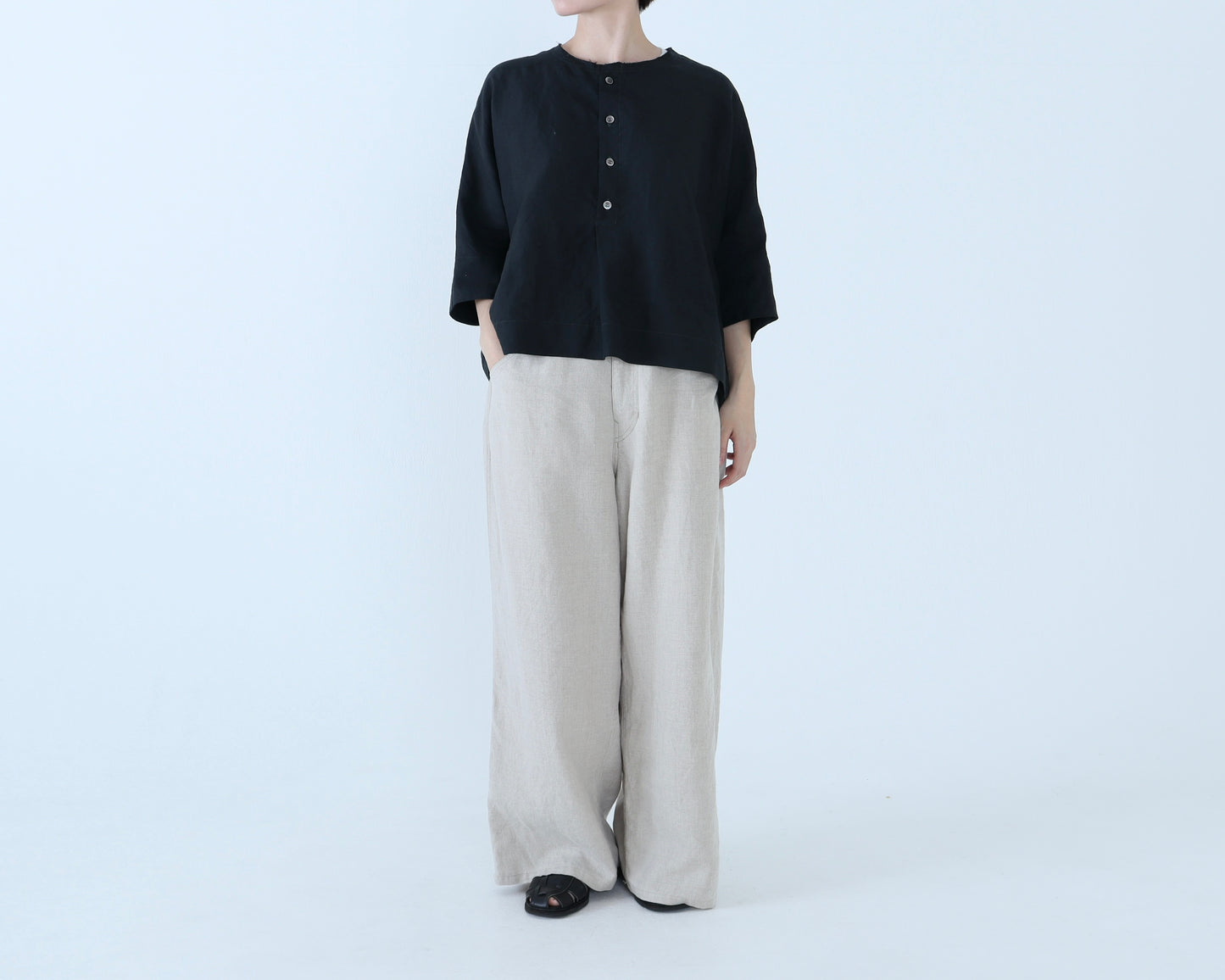 【NEW】アイリッシュリネン シワ加工 プルオーバードルマンブラウス