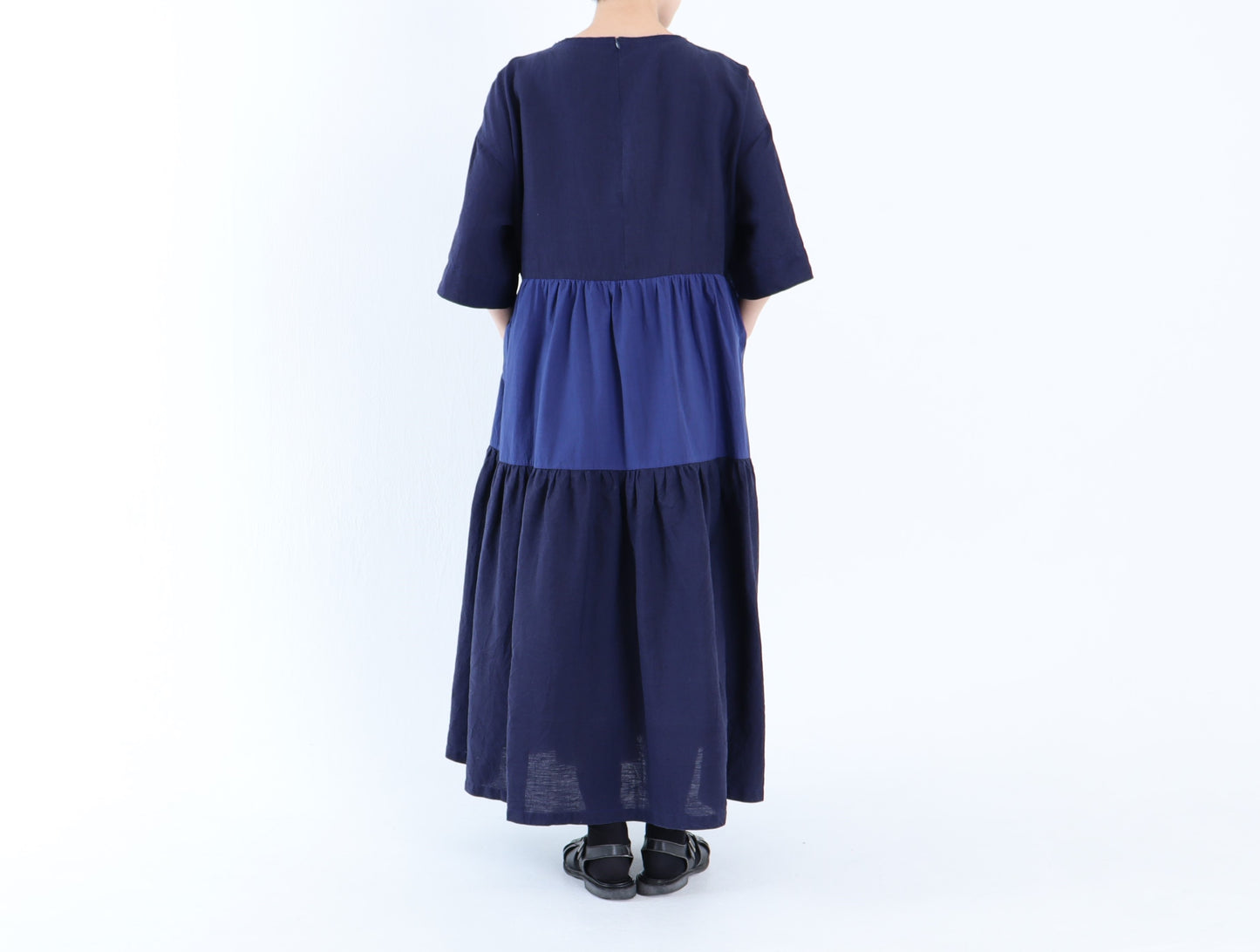 アイリッシュリネン シワ加工×綿近江晒 ティアードワンピース