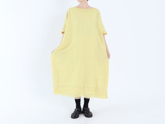 【NEW】アイリッシュリネン シワ加工 スリップオンワンピース