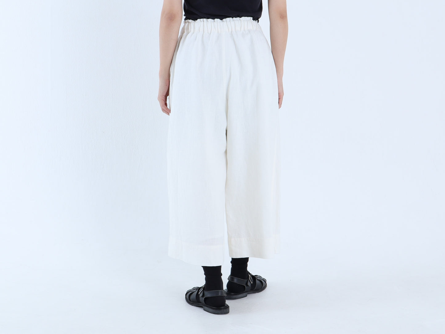 アイリッシュリネン ワイドゴムパンツ
