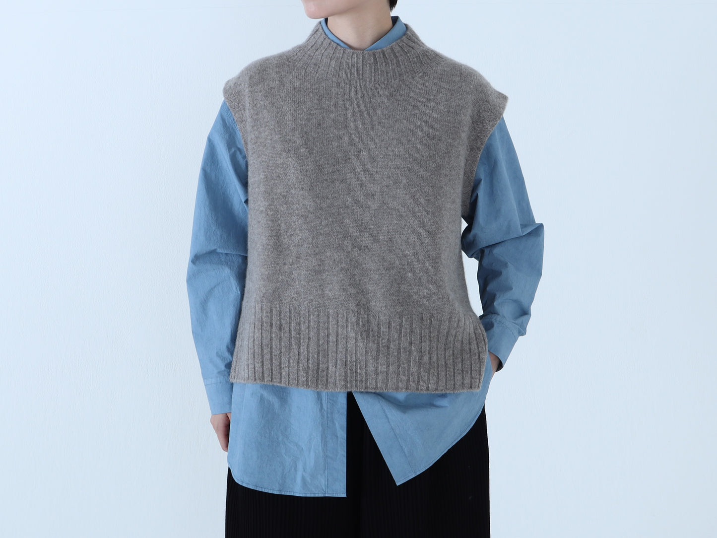 ヤク ショート丈ワイドベスト