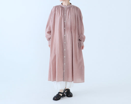 【NEW】綿ローン ギャザーシャツワンピース