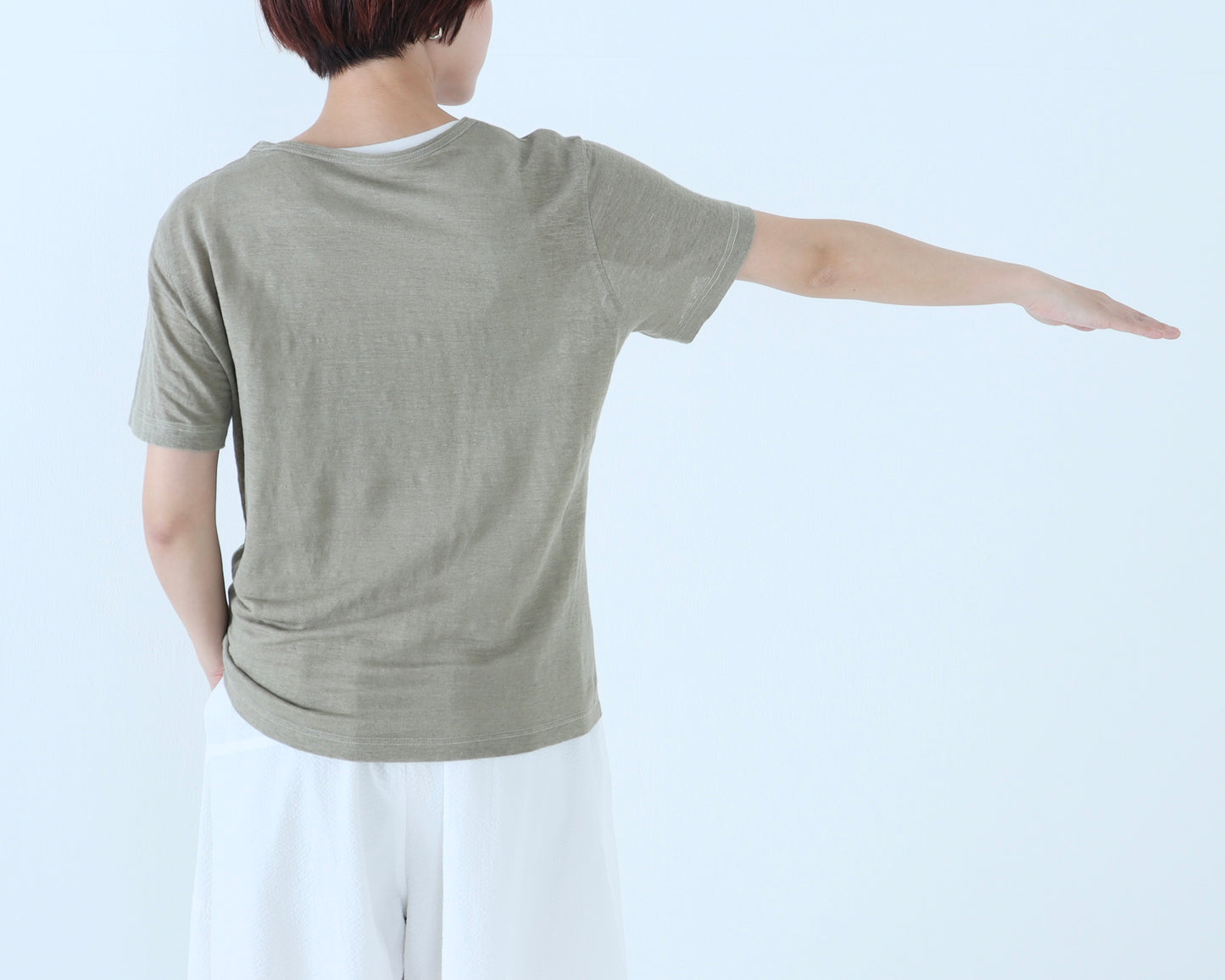 麻  プレーンカットソー