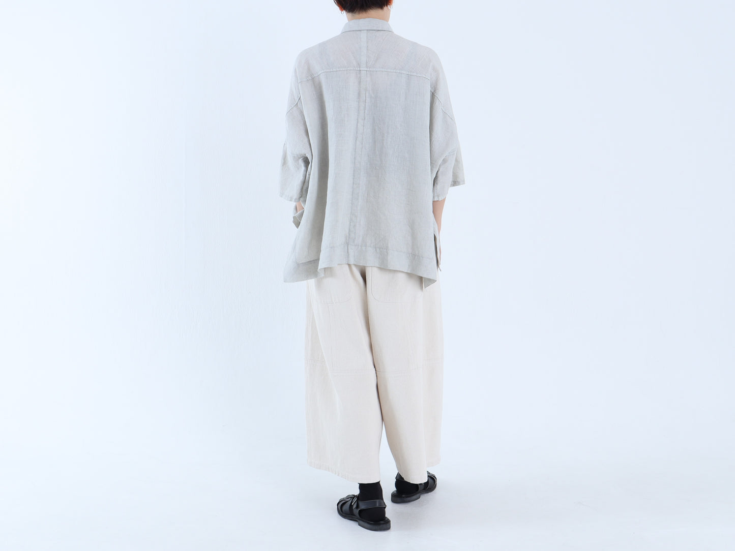 アイリッシュリネン シワ加工 カジュアル半袖シャツ