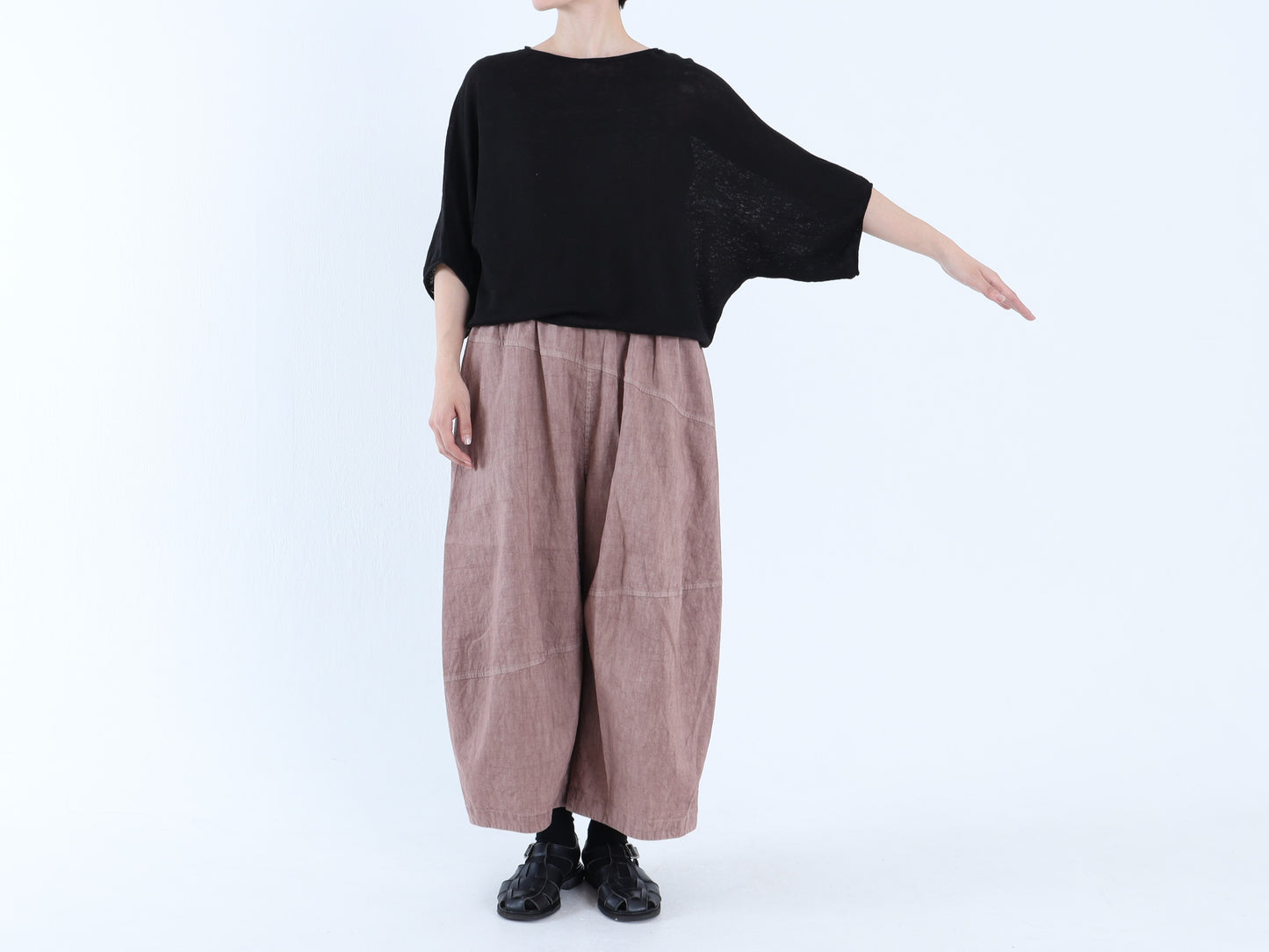 綿麻 キュービックパンツ