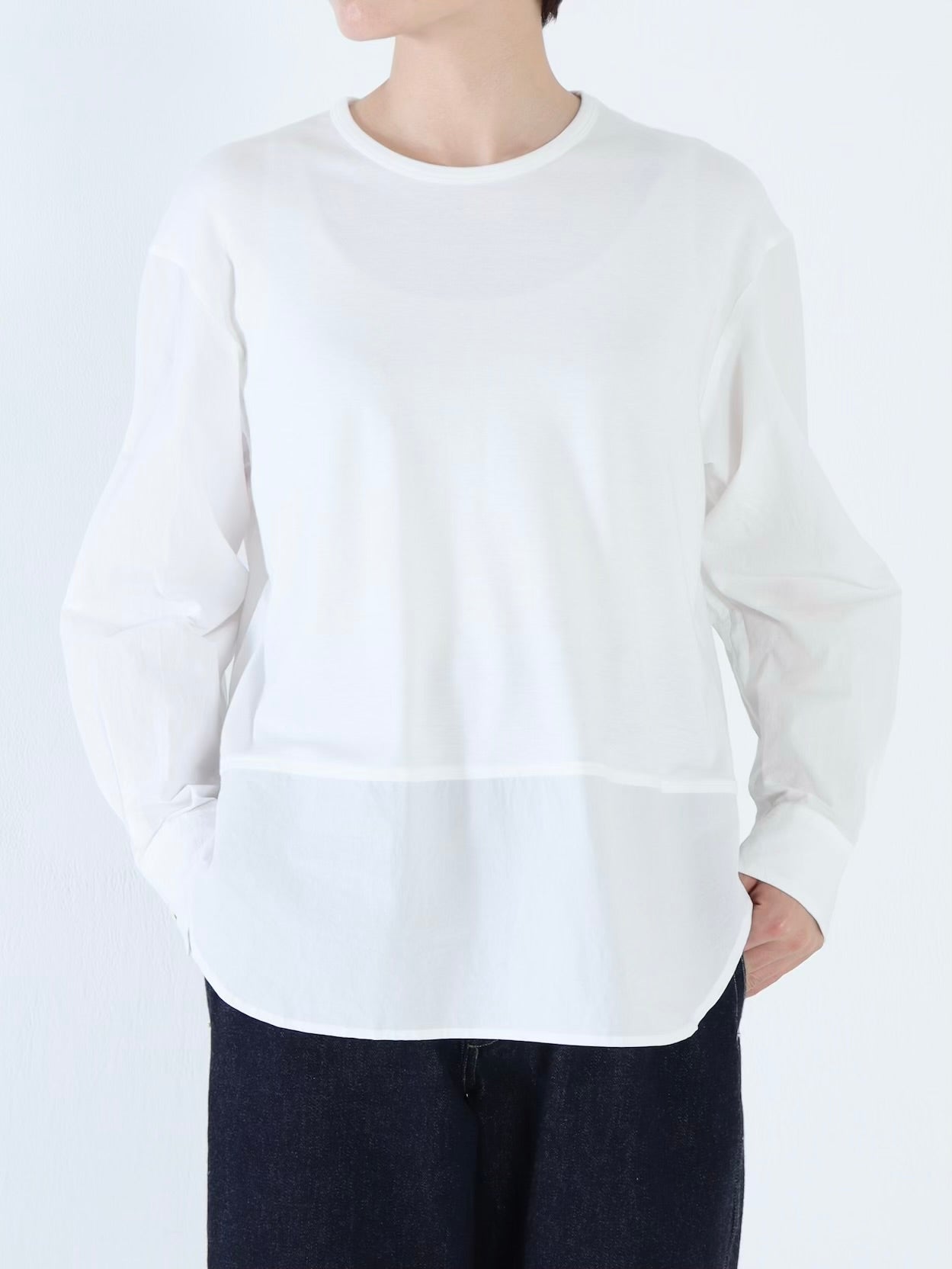 【NEW】綿スムース×綿近江晒 シャツスリーブカットソー