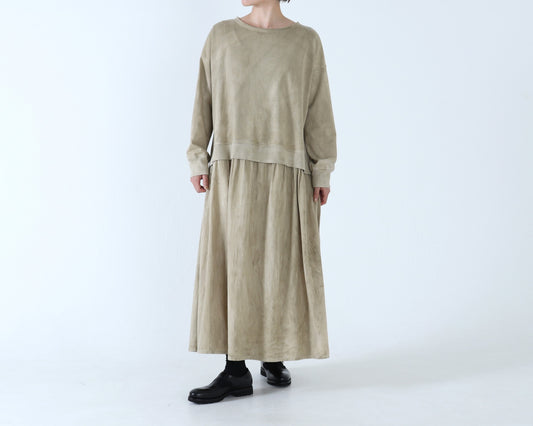 綿カットソー×綿40/2 ドッキングワンピース
