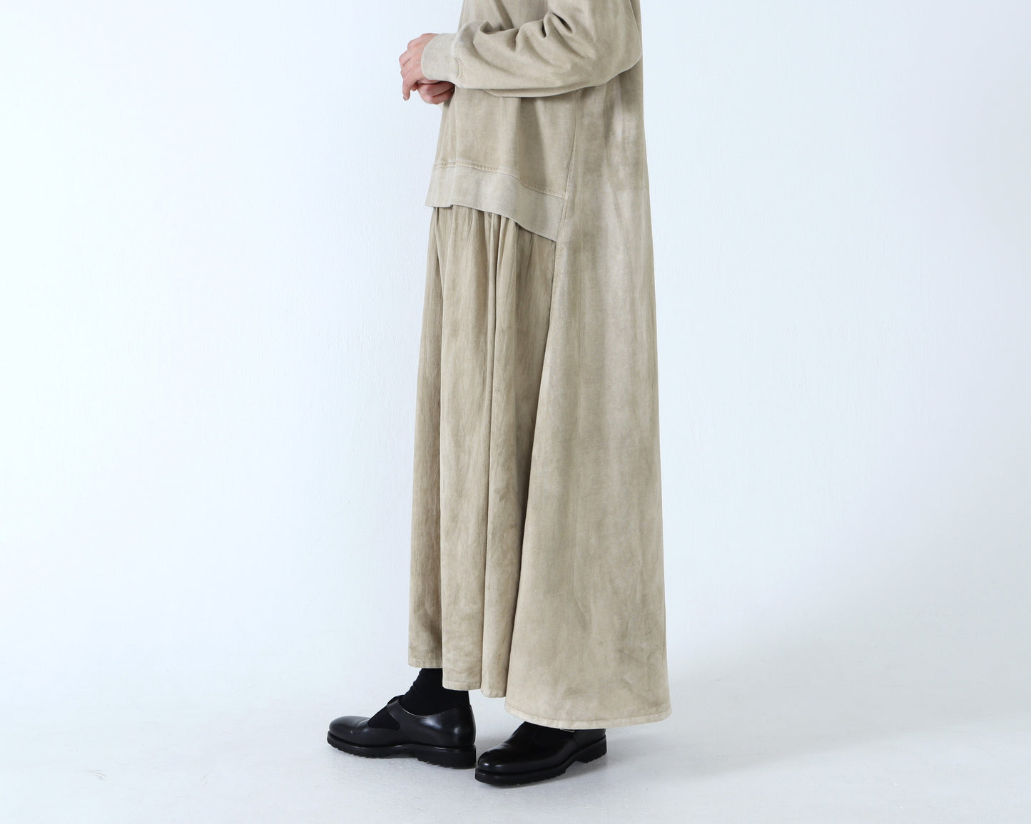 綿カットソー×綿40/2 ドッキングワンピース
