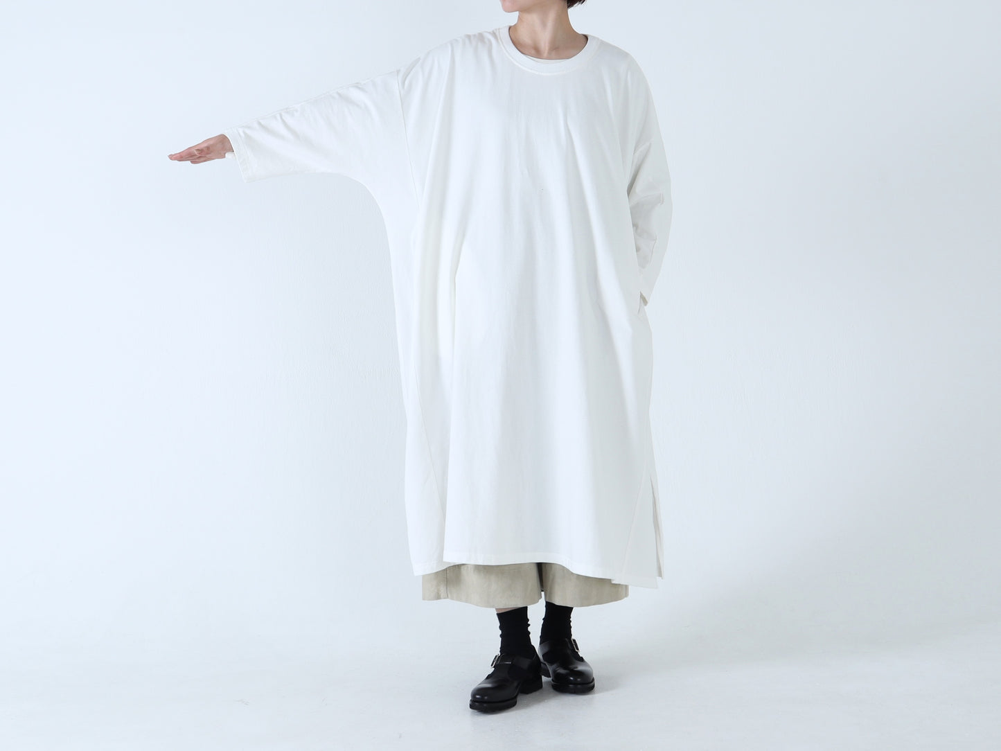【NEW】綿カットソー ワイドトレーナーワンピース