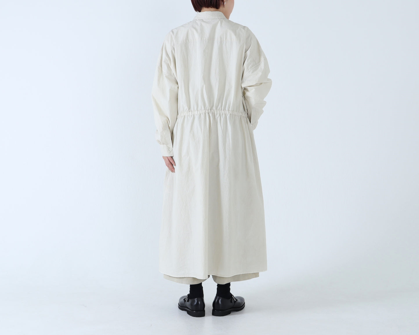 綿近江晒 ロングシャツワンピース