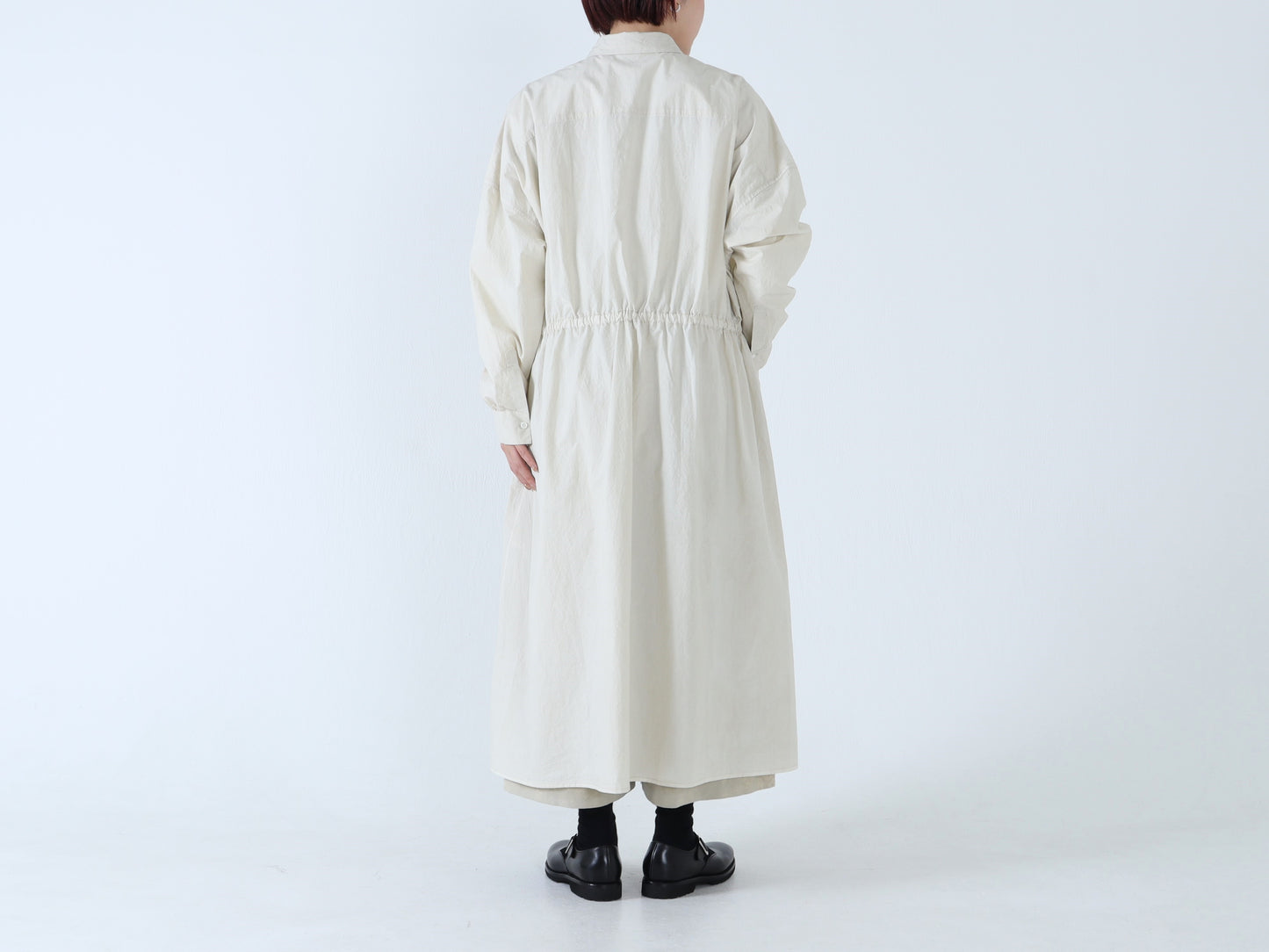 綿近江晒 ロングシャツワンピース