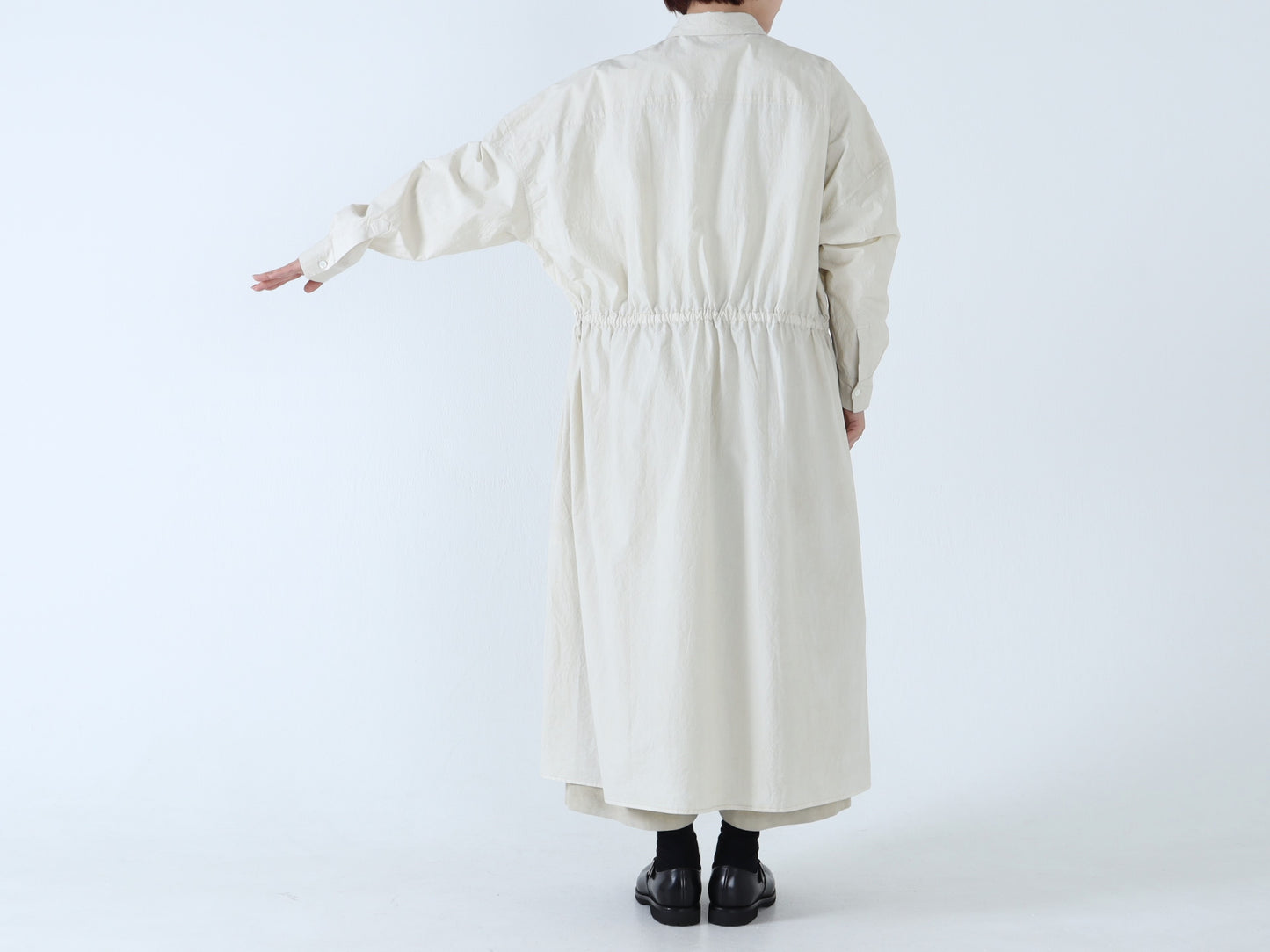 綿近江晒 ロングシャツワンピース