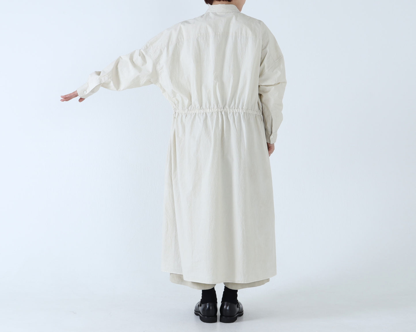 綿近江晒 ロングシャツワンピース