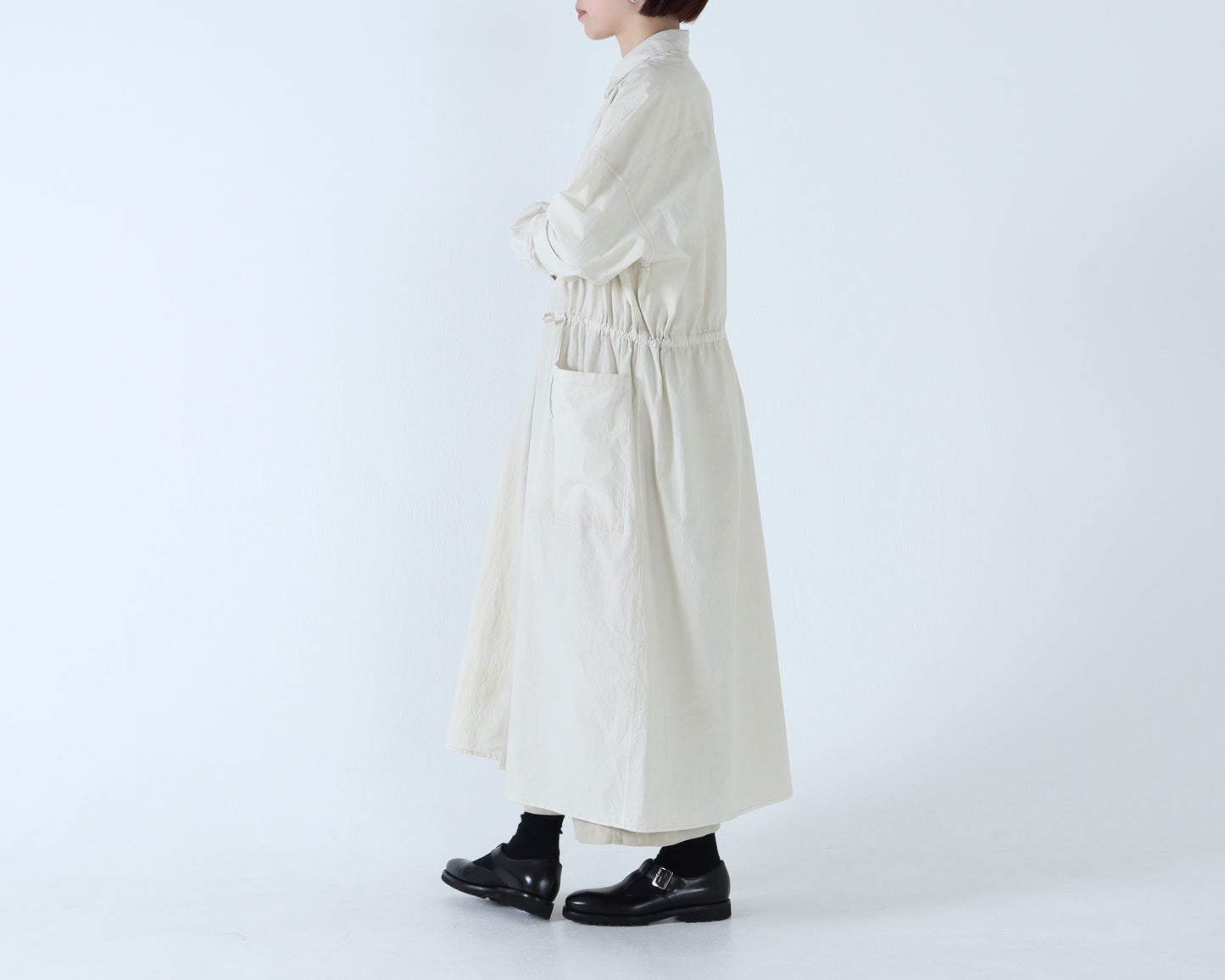 綿近江晒 ロングシャツワンピース