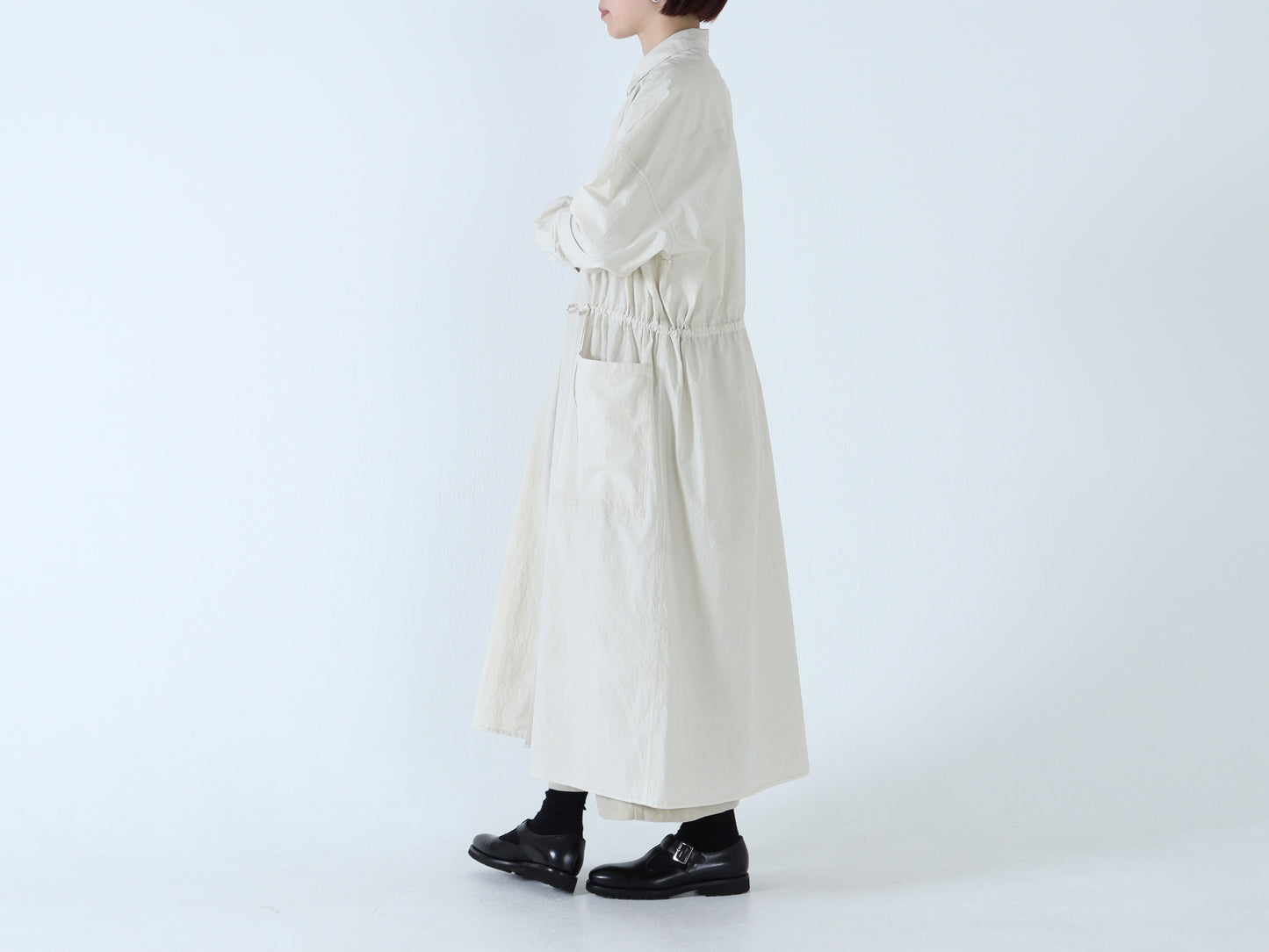 綿近江晒 ロングシャツワンピース