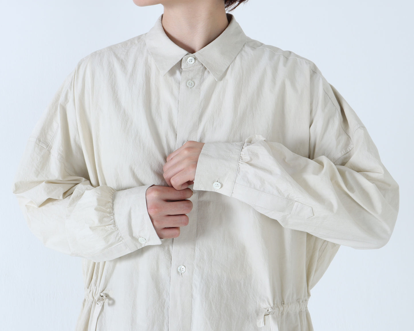 綿近江晒 ロングシャツワンピース