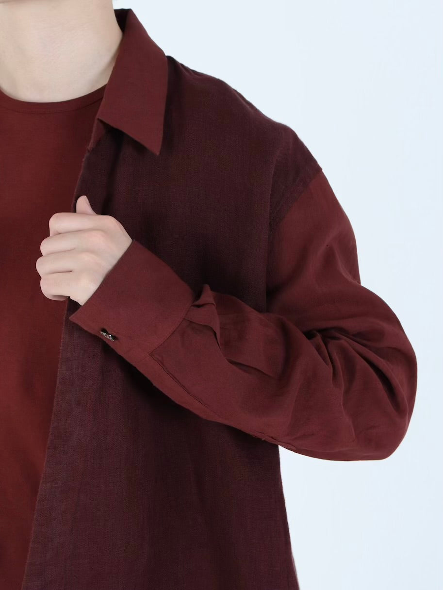 【NEW】綿麻Wガーゼ カシュクールシャツ