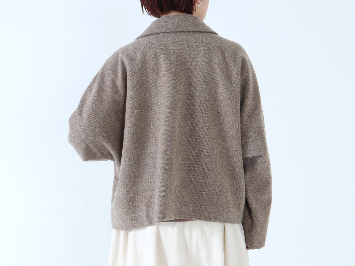 【NEW】ウールやぶれ織 ドルマンショートコート