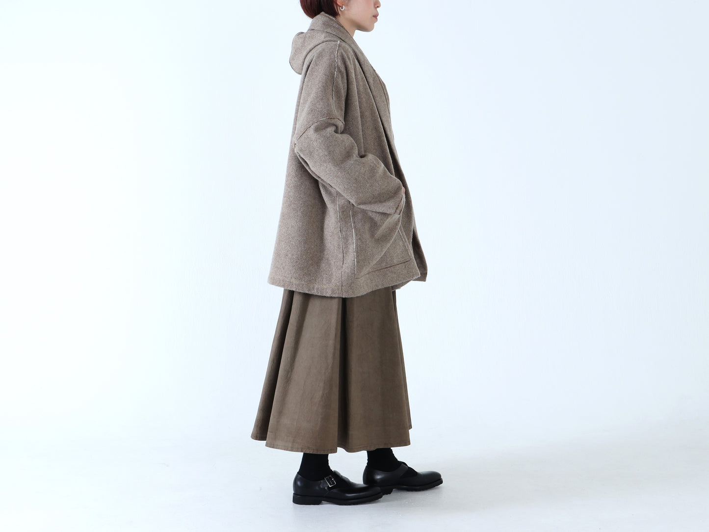 【NEW】ウールやぶれ織 ショールコート