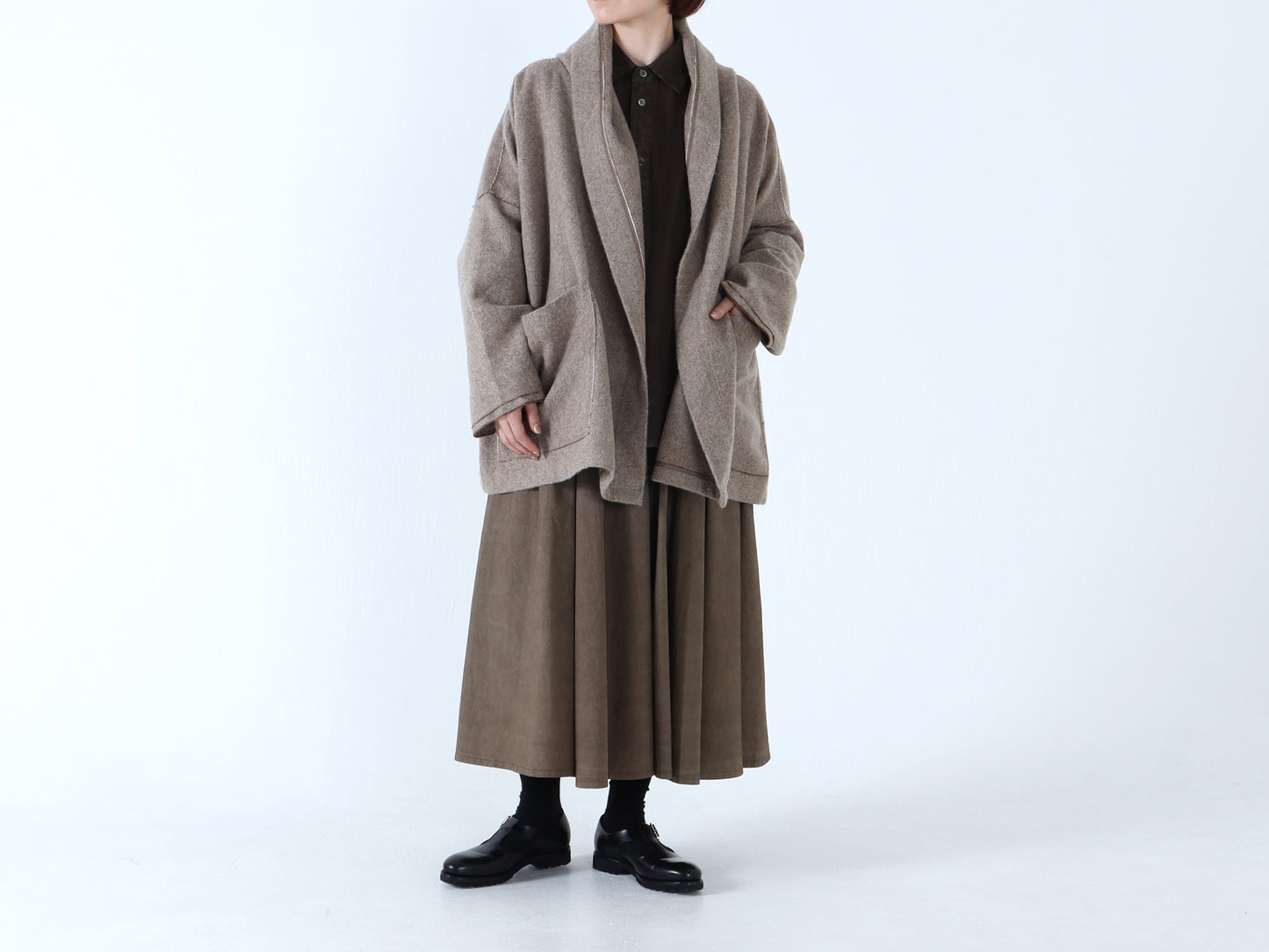 【NEW】ウールやぶれ織 ショールコート