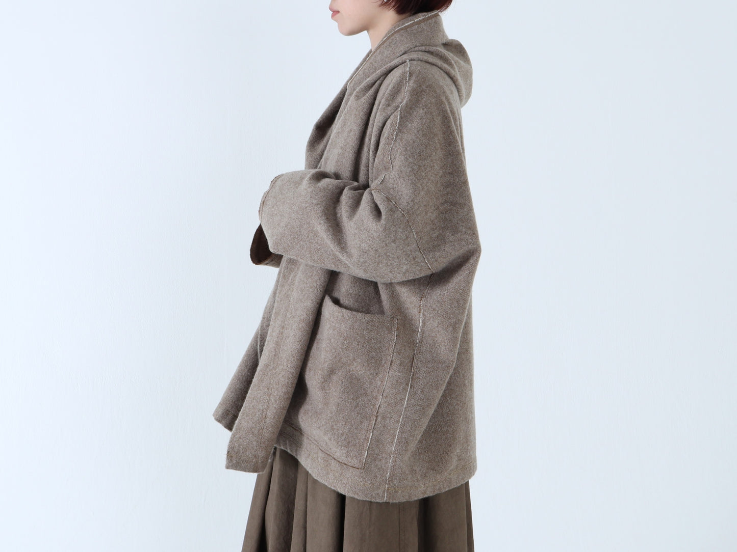 【NEW】ウールやぶれ織 ショールコート