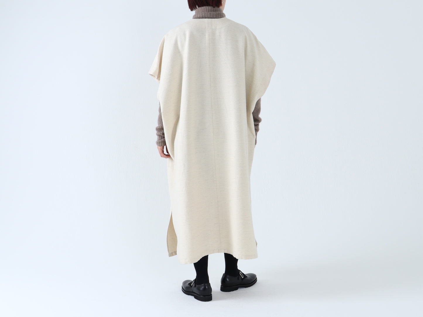 綿ウール朱子織 ポンチョワンピース