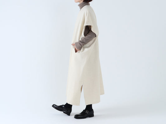 綿ウール朱子織 ポンチョワンピース
