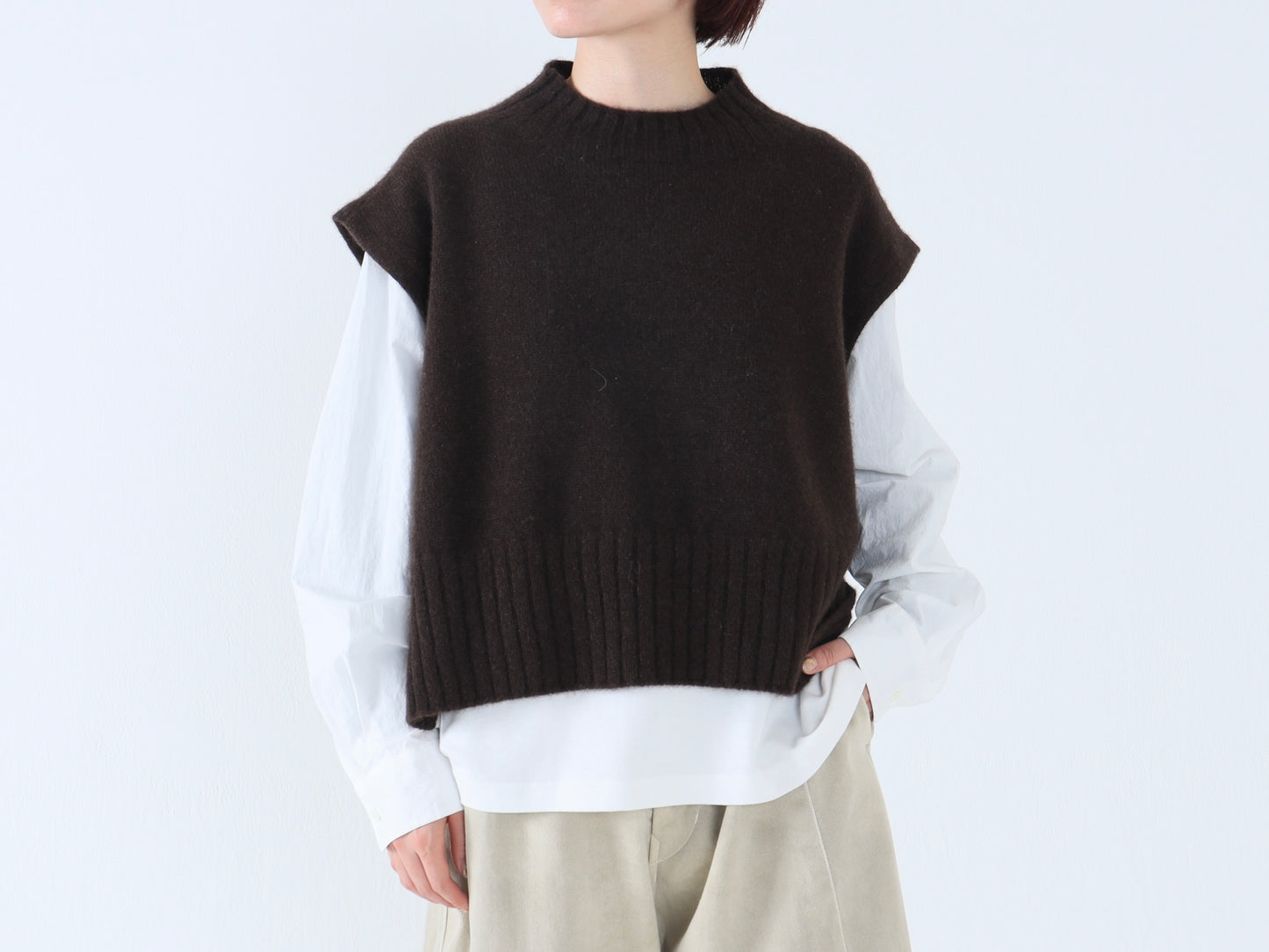 ヤク ショート丈ワイドベスト