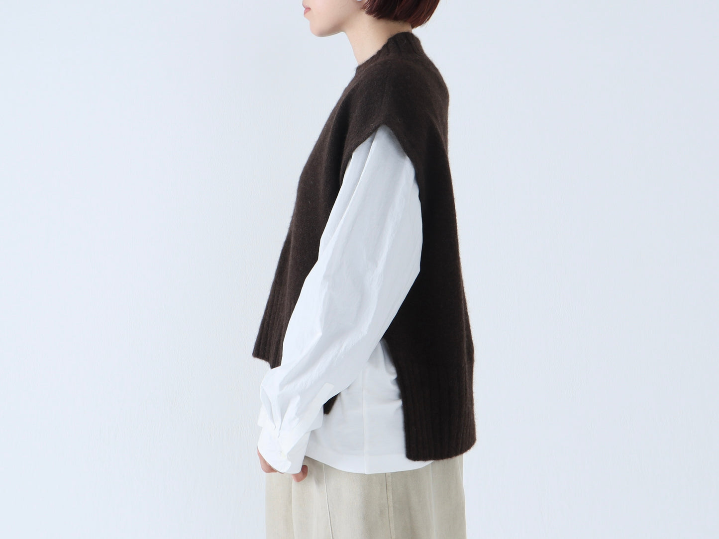 ヤク ショート丈ワイドベスト