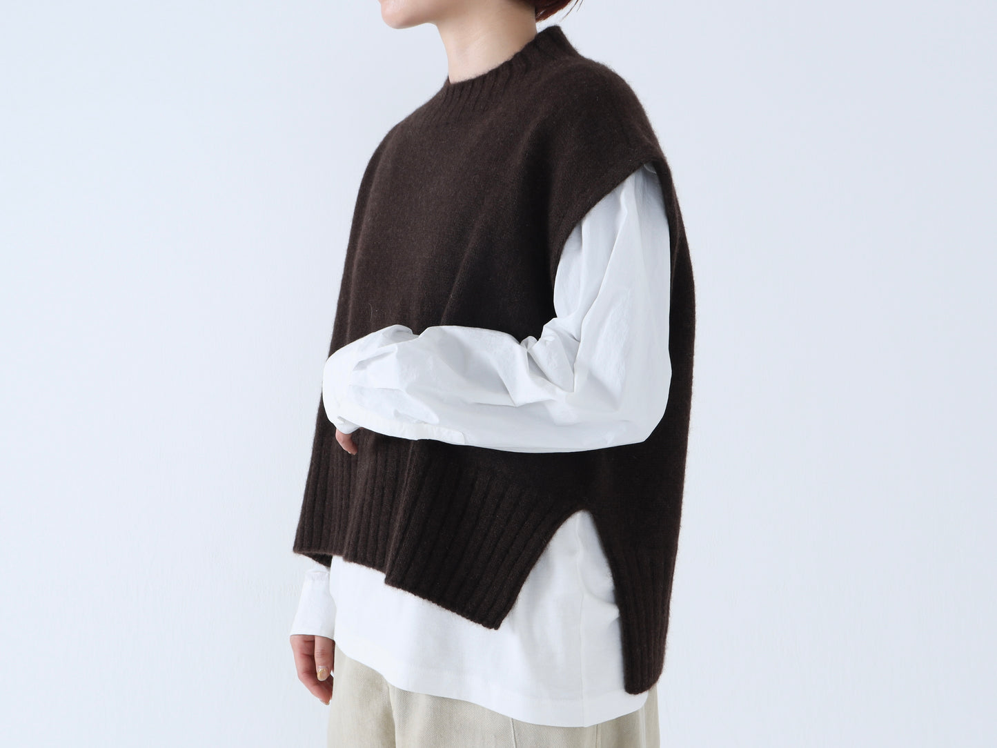 ヤク ショート丈ワイドベスト