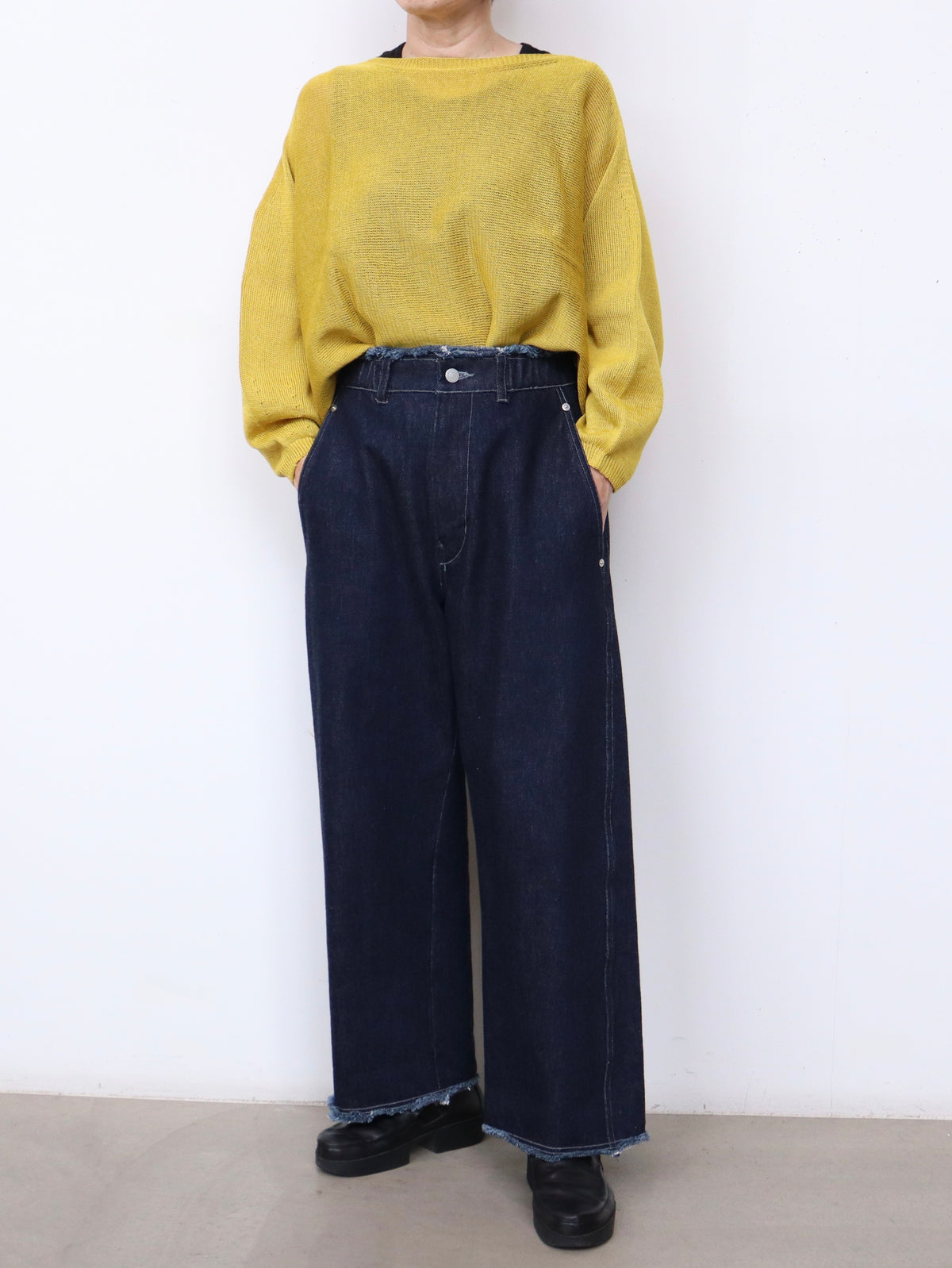 【NEW】綿デニム フリンジストレートパンツ
