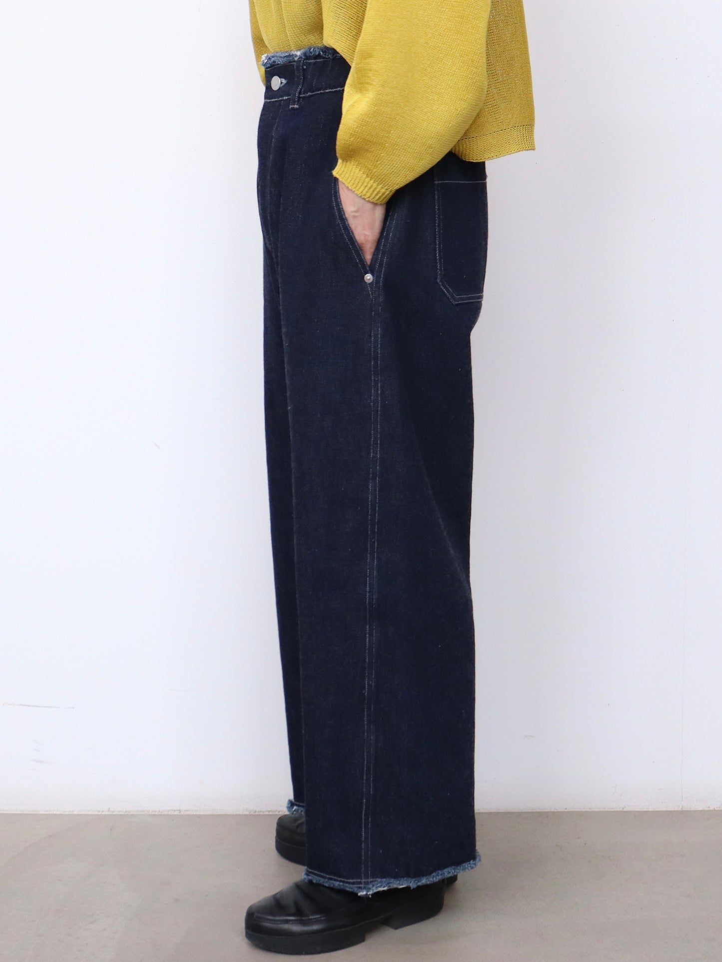 【NEW】綿デニム フリンジストレートパンツ
