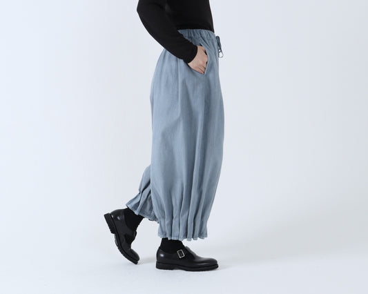 綿刺し子 プリーツパンツ