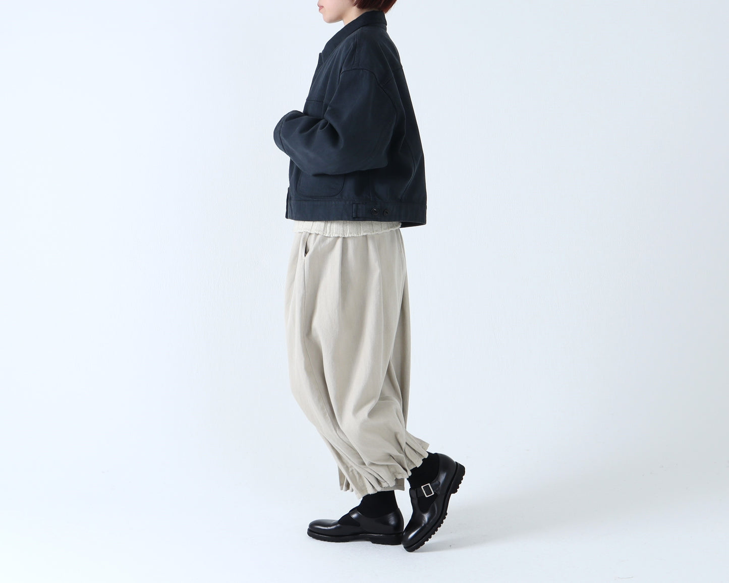 綿刺し子 プリーツパンツ