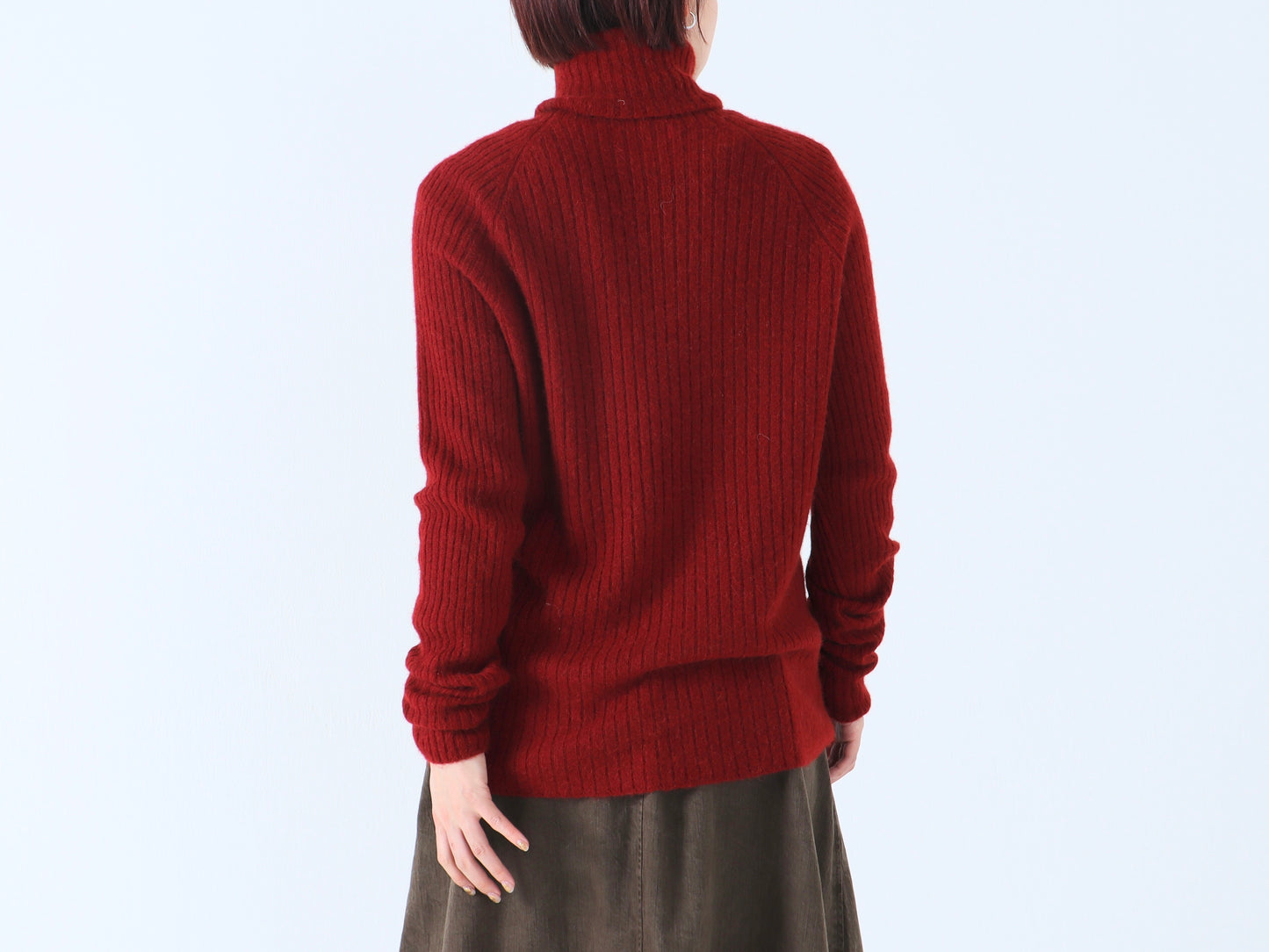 ベビーキャメル リブタートルネックセーター