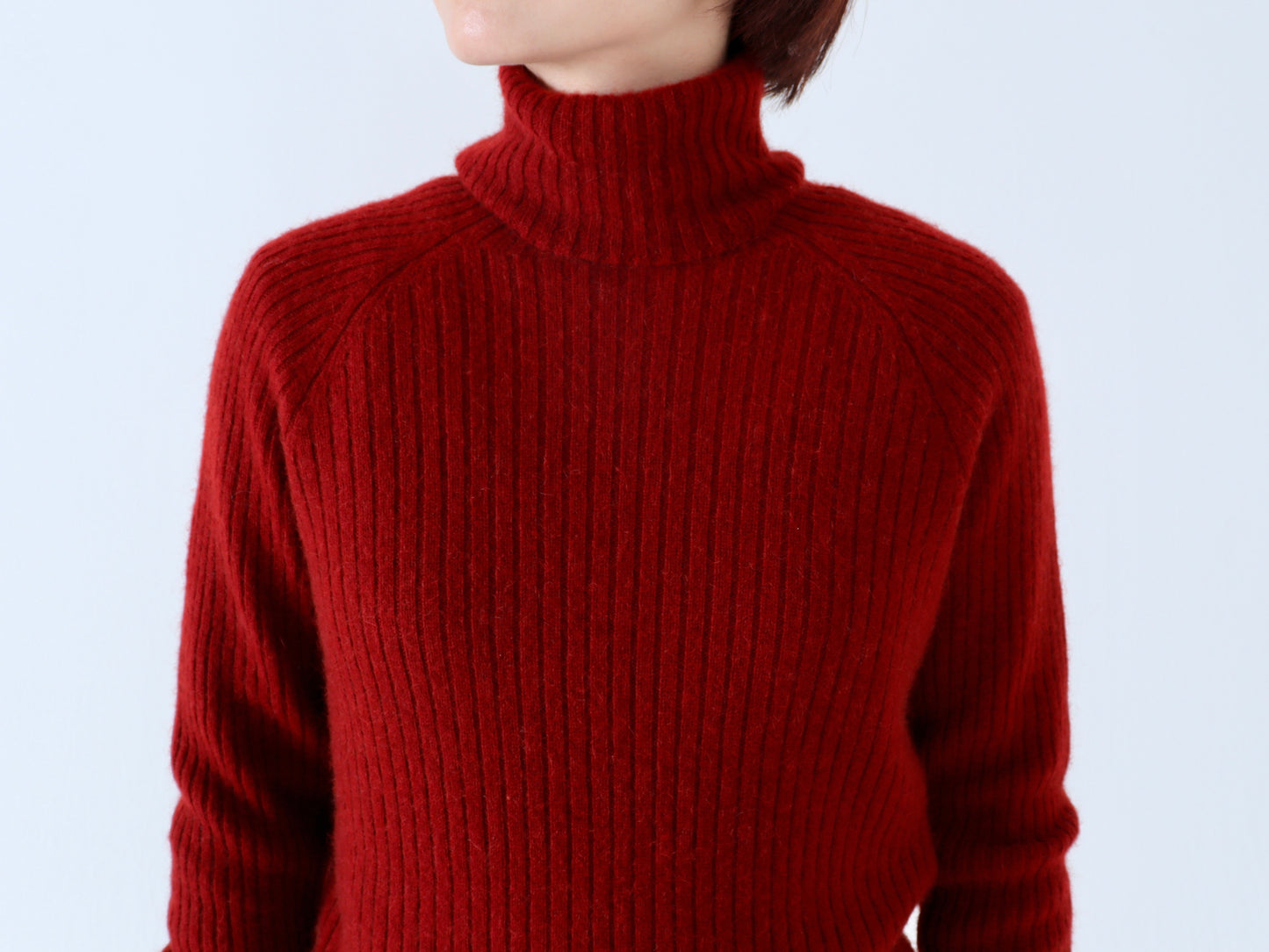 ベビーキャメル リブタートルネックセーター