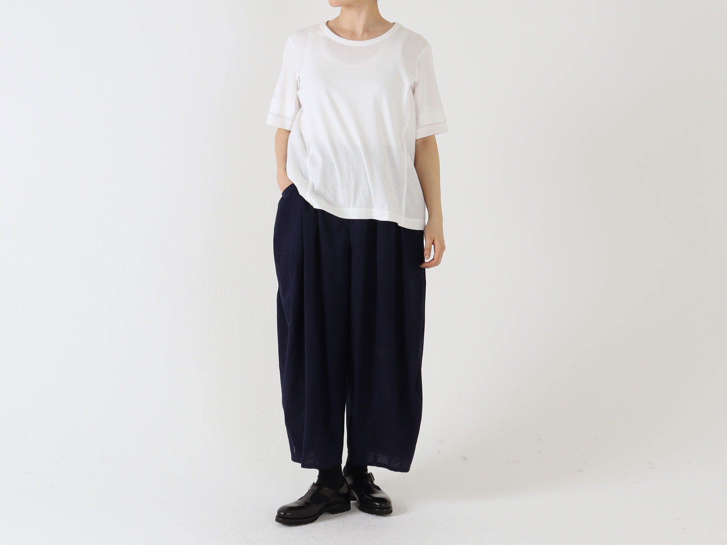 綿ローン塩縮加工 サイドポケットバルーンパンツ