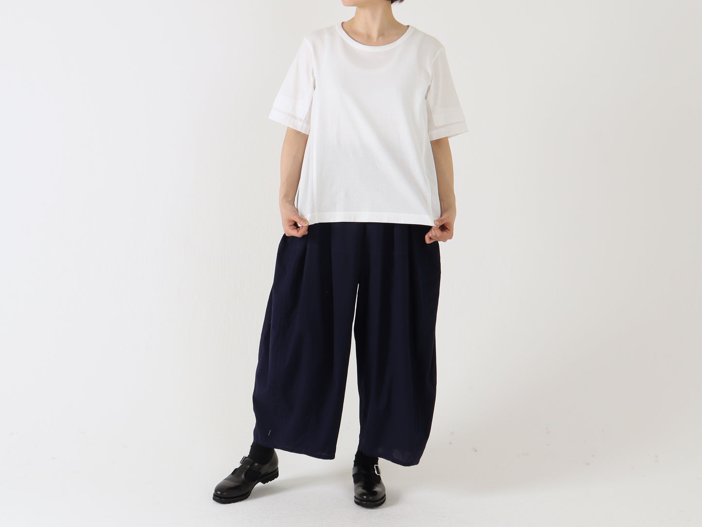 綿ローン塩縮加工 サイドポケットバルーンパンツ