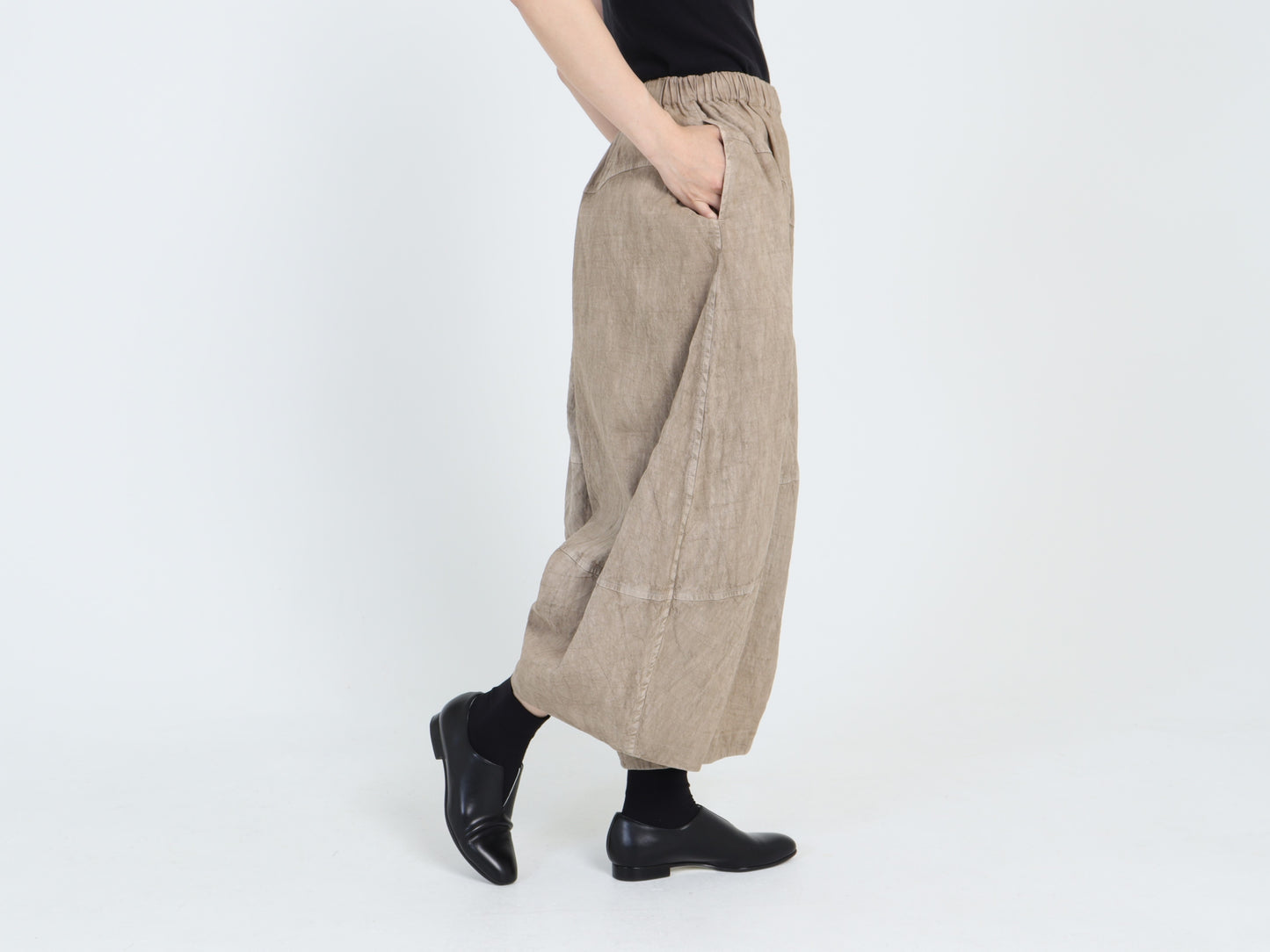 綿麻 キュービックパンツ