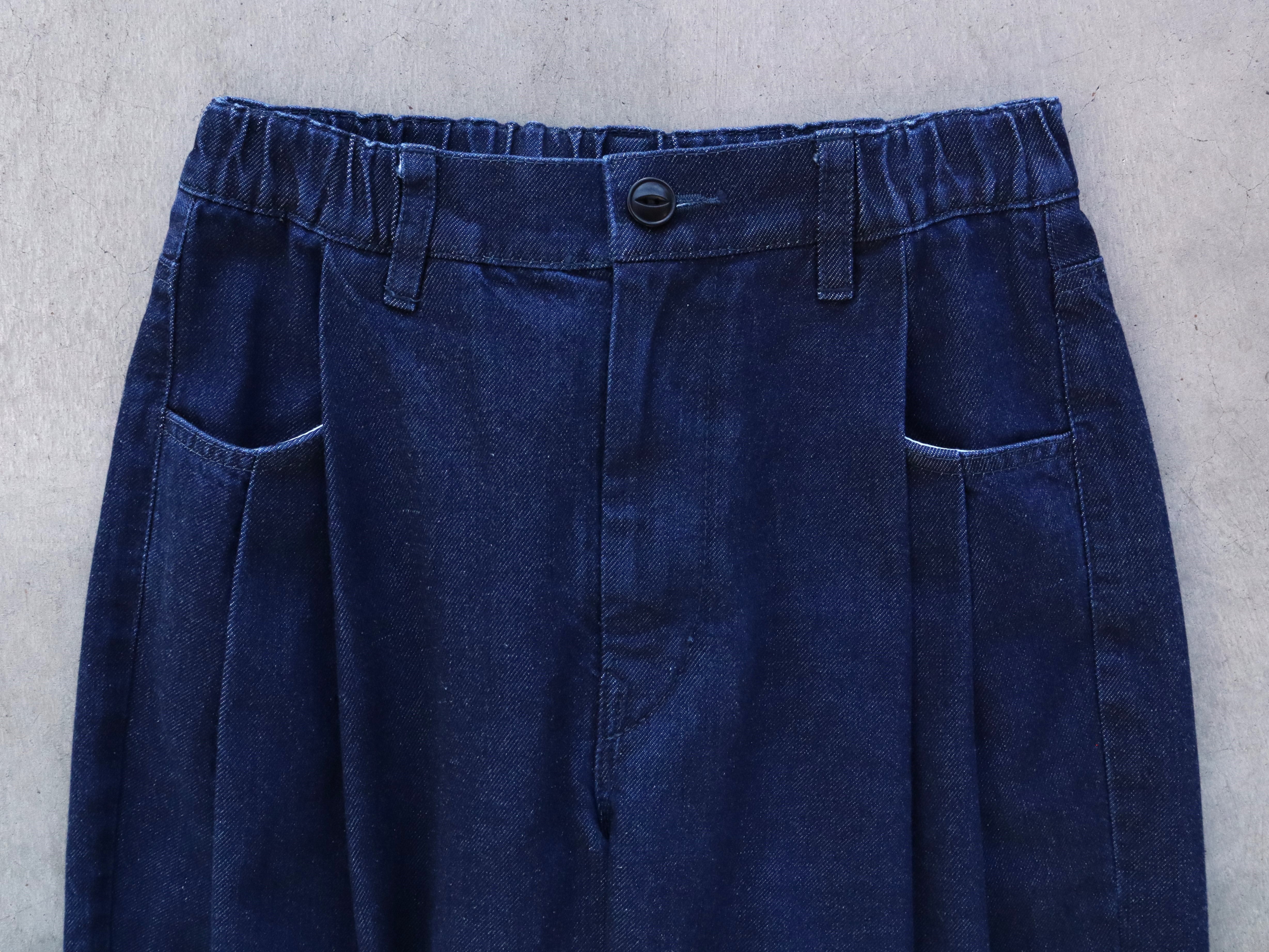 綿デニム(インディゴ) オーバータックパンツ – factory