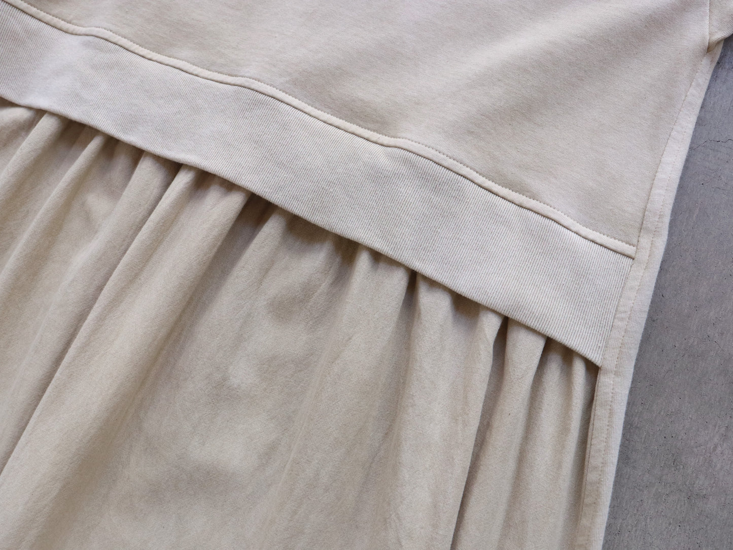 綿カットソー×綿40/2 ドッキングワンピース