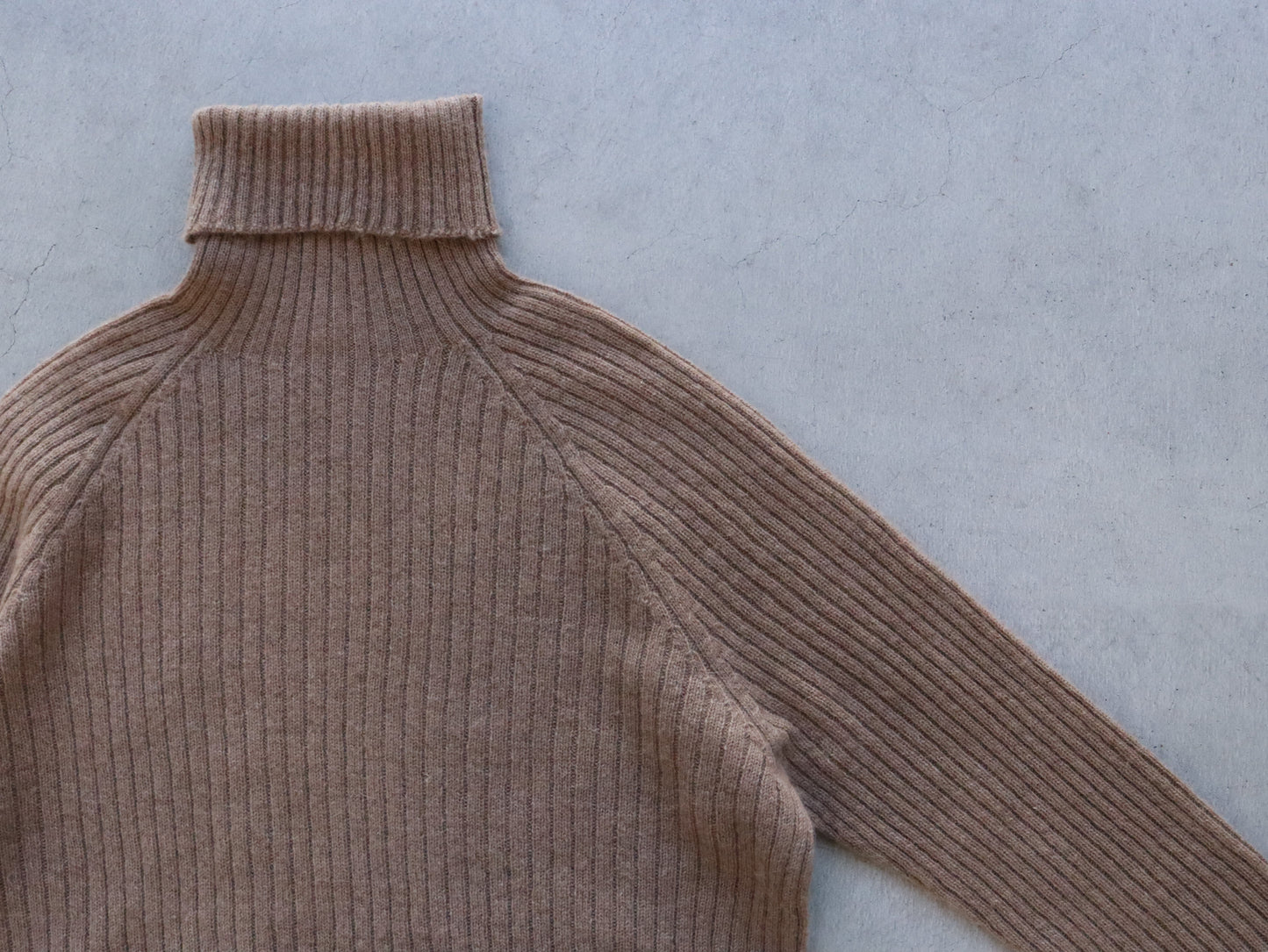 ベビーキャメル リブタートルネックセーター