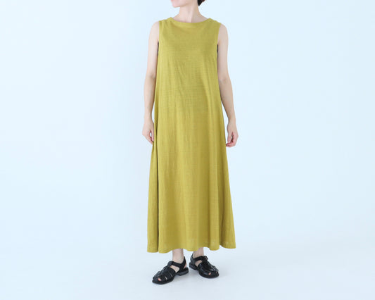 26SS｜D-04｜麻カットソー(塩縮加工)　ボートネックワンピース