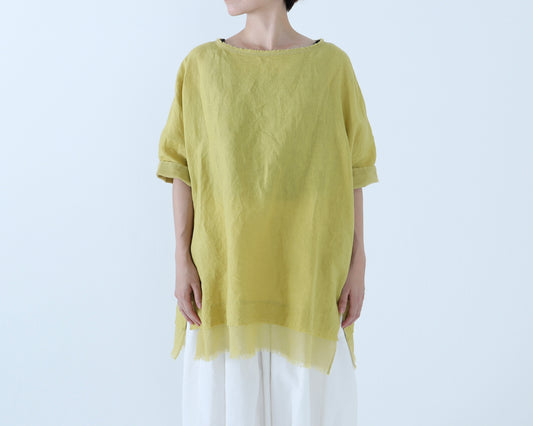 【NEW】アイリッシュリネン シワ加工 チュニックブラウス