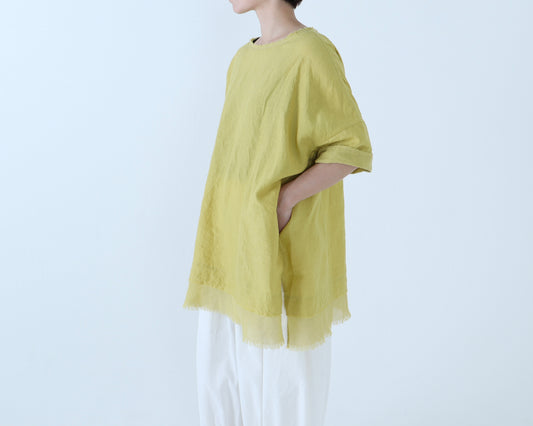 【NEW】アイリッシュリネン シワ加工 チュニックブラウス