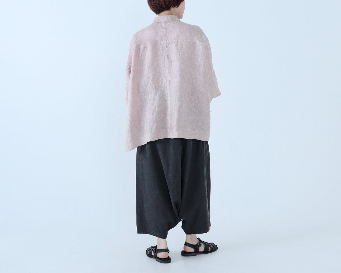 綿ピンストライプ サルエルパンツ