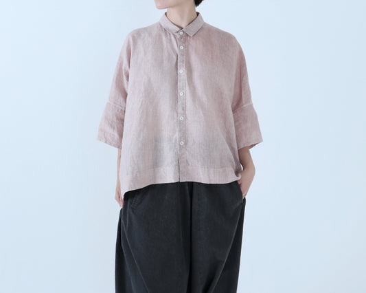 【NEW】アイリッシュリネン シワ加工 カジュアル半袖シャツ