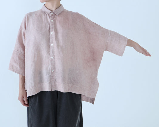 【NEW】アイリッシュリネン シワ加工 カジュアル半袖シャツ